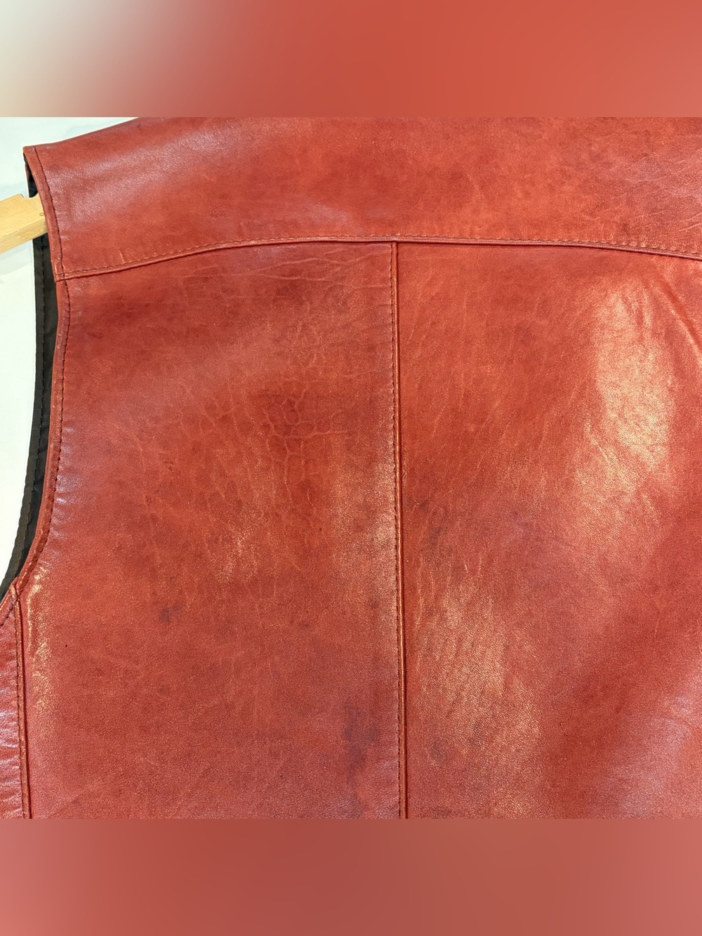 SAMBER 100% LEATHER RUST VEST 70s - Picture 14 of 16